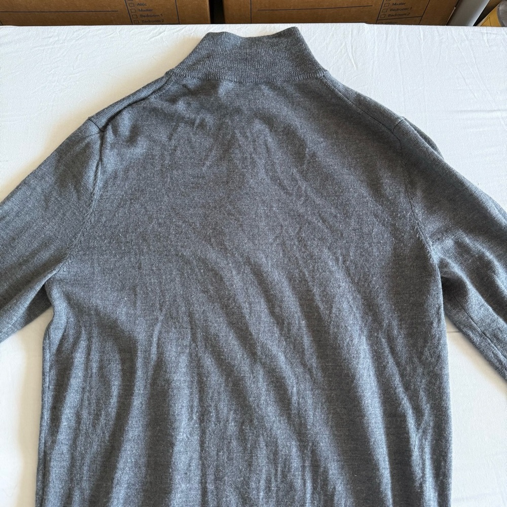 J Crew Merino Wool Sweater Mens Medium 1/4 Zip Gray Preppy Minimalist Office - Picture 8 of 15